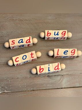 Montessori Phonetic Reading Blocks, Reading Educational Toy Set Of 5 Homeschool